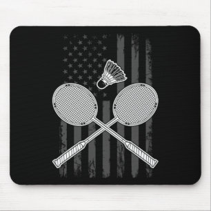 Alfombrilla De Ratón Bandera Americana De Badminton Y Shuttle