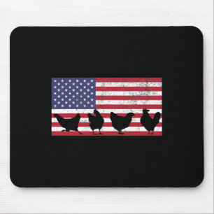 Alfombrilla De Ratón Bandera Americana De La Granja De Pollo De Gallina