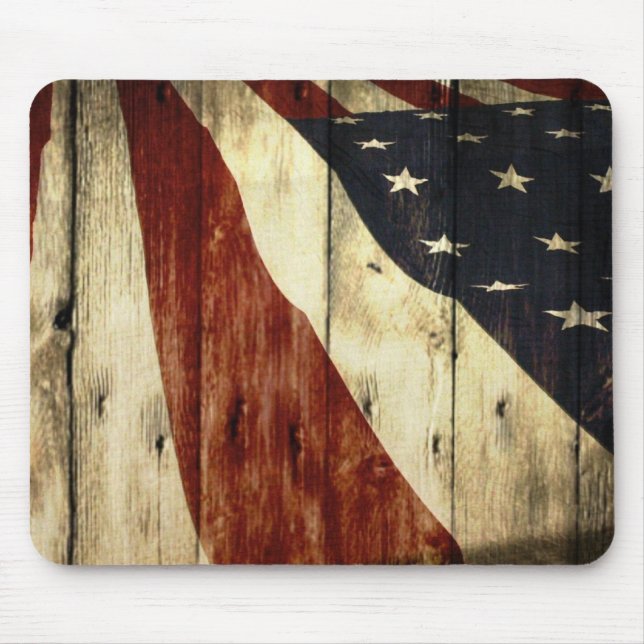 Alfombrilla De Ratón Bandera americana de la viruta americana primitiva (Frente)