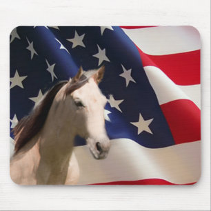 Alfombrilla De Ratón Bandera americana de Mousepad del caballo