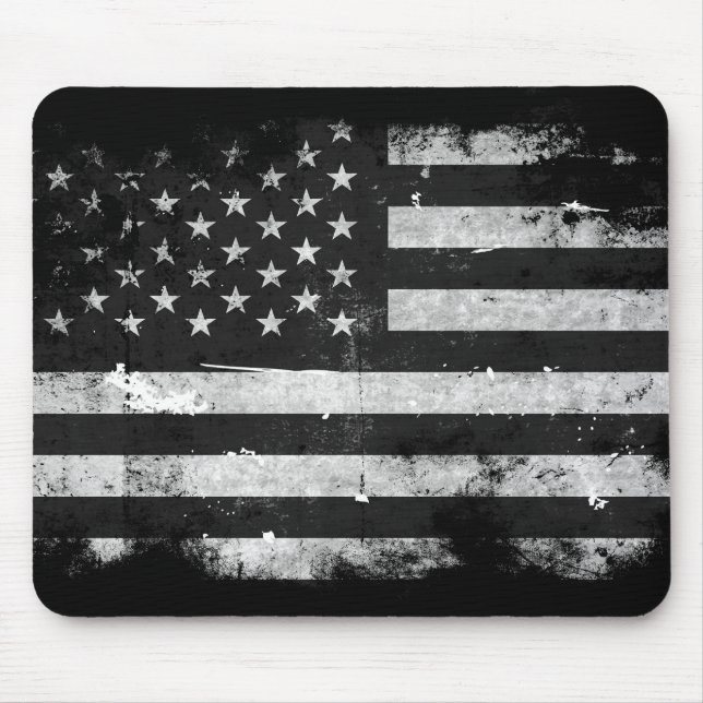 Alfombrilla De Ratón Bandera americana del Grunge blanco y negro (Frente)