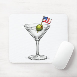 Alfombrilla De Ratón Bandera Americana en un Martini