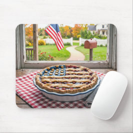 Alfombrilla De Ratón Bandera Americana en una Tarta de Cereza