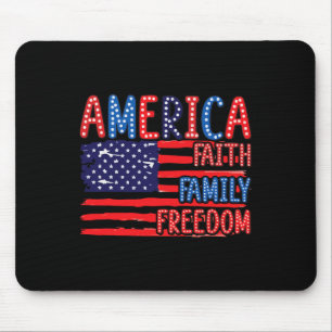 Alfombrilla De Ratón Bandera Americana Fe Familia Libertad 4 De Julio I