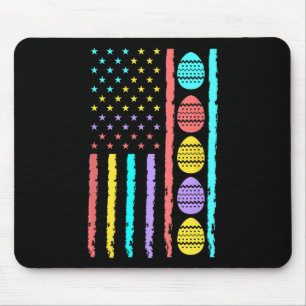 Alfombrilla De Ratón Bandera americana Feliz caza de huevos en Pascua P