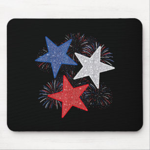Alfombrilla De Ratón Bandera Americana Fuegos Artificiales Estrellas 4