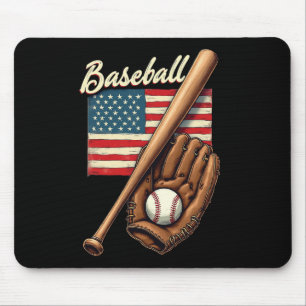 Alfombrilla De Ratón Bandera Americana Jugador de Béisbol Bateador Fan
