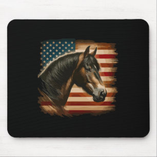 Alfombrilla De Ratón Bandera Americana Patriótica Caballo de Caballo Mo