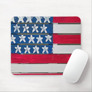Alfombrilla De Ratón Bandera Americana Pintada En Palet De Madera