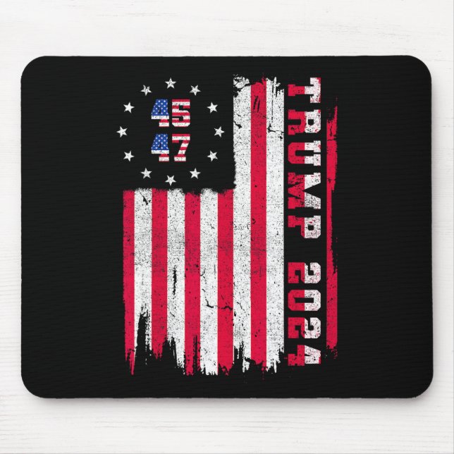 Alfombrilla De Ratón Bandera Americana Trump 2024 45 47 Atrás (Frente)
