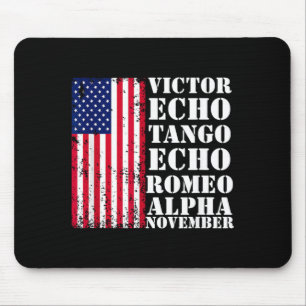 Alfombrilla De Ratón Bandera Americana Veterano Militar Alfabeto Patrió