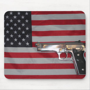 Alfombrilla De Ratón Bandera americana y arma Mousepad