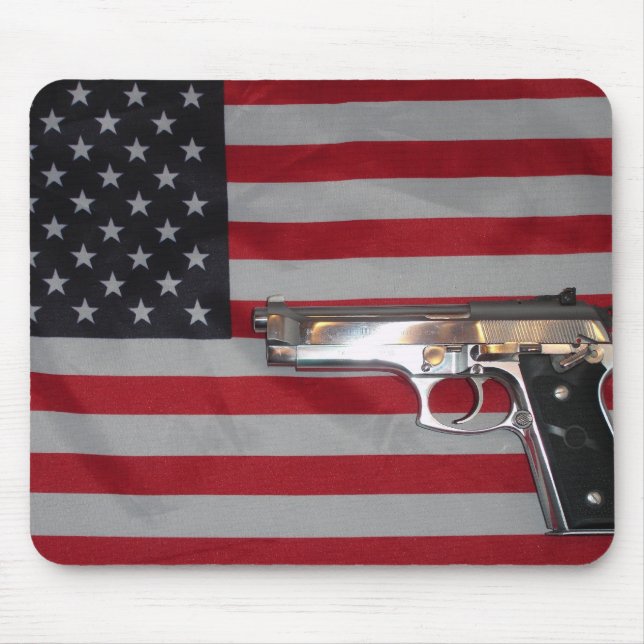 Alfombrilla De Ratón Bandera americana y arma Mousepad (Frente)