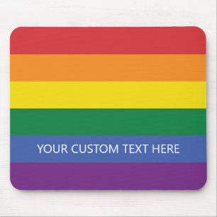 Alfombrilla De Ratón Bandera arco iris del texto del personalizado