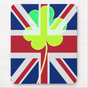 Alfombrilla De Ratón Bandera británica irlandesa Shamrock Clover St. Pa
