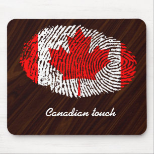 Alfombrilla De Ratón Bandera canadiense de la huella dactilar del tacto