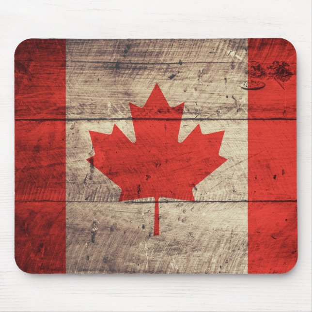 Alfombrilla De Ratón Bandera canadiense de madera antigua (Frente)
