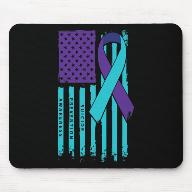 Alfombrilla De Ratón Bandera Cinta Suicida Conciencia Salud Mental (Frente)