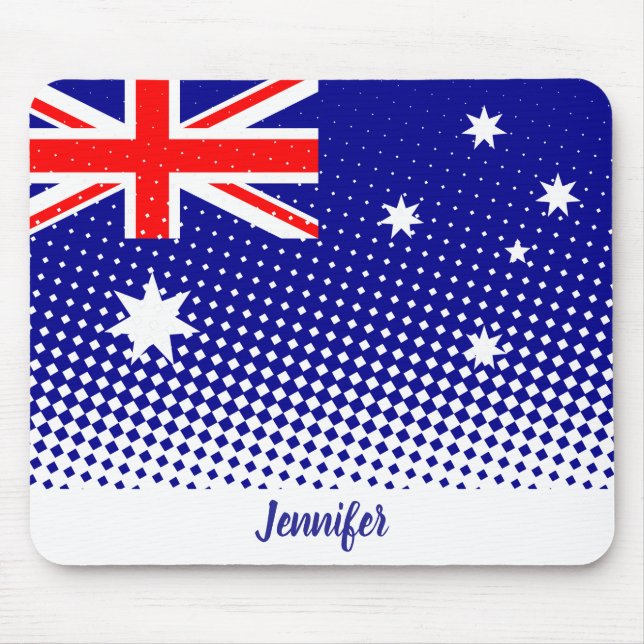 Alfombrilla De Ratón Bandera De Australia Con Nombre Personalizado De E (Frente)