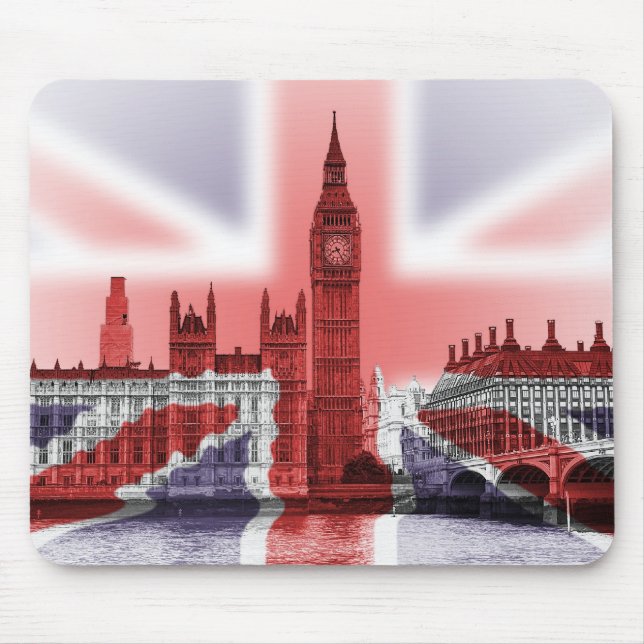Alfombrilla De Ratón Bandera de Big Ben Londres y de Union Jack (Frente)