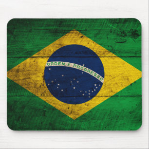 Alfombrilla De Ratón Bandera de Brasil de madera antigua