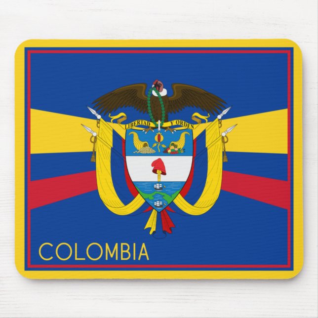 Alfombrilla De Ratón Bandera De Colombia Y Escudo De Armas (Frente)