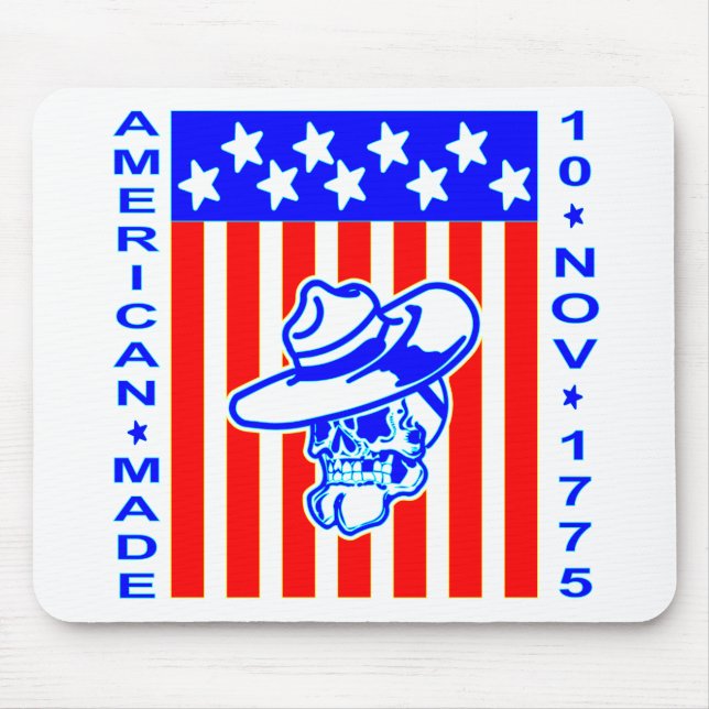 Alfombrilla De Ratón Bandera de cráneo de fabricación estadounidense 10 (Frente)