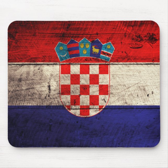 Alfombrilla De Ratón Bandera de Croacia de madera antigua (Frente)