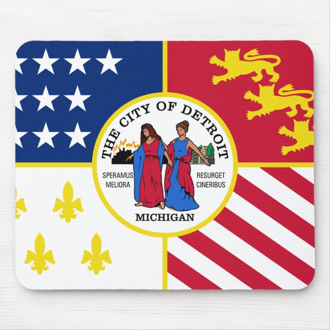 Alfombrilla De Ratón Bandera de Detroit, Michigan Mouse Pad (Frente)