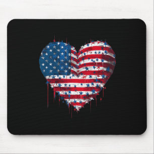 Alfombrilla De Ratón Bandera De EE. UU. Corazón Patriótico Americano Fu