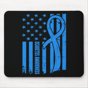 Alfombrilla De Ratón Bandera De Eeuu Guerrero Diabético Diabetes Azules