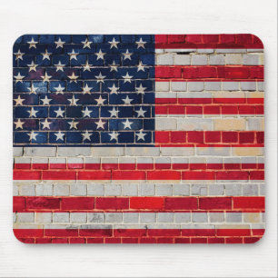 Alfombrilla De Ratón Bandera de Estados Unidos en una pared de ladrillo