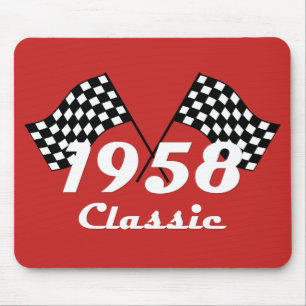 Alfombrilla De Ratón Bandera de la carrera retro Cumpleaños 1958