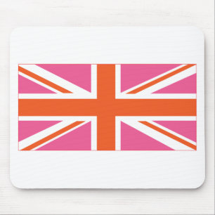 Alfombrilla De Ratón Bandera de la Unión Rosa y Naranja