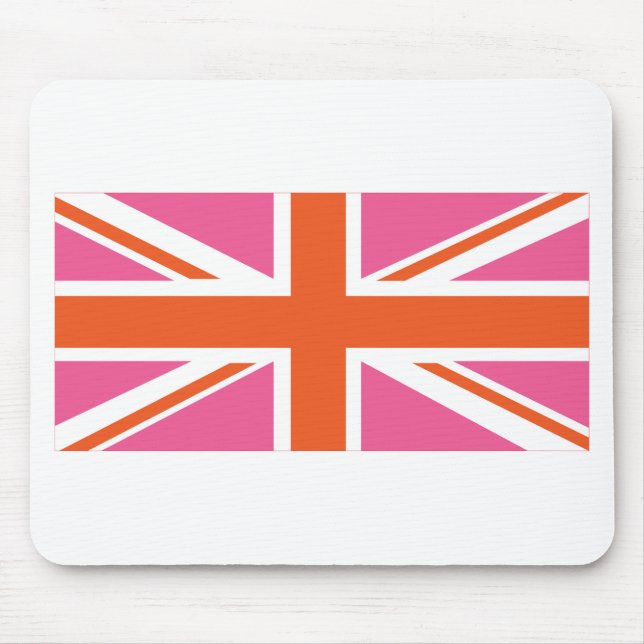 Alfombrilla De Ratón Bandera de la Unión Rosa y Naranja (Frente)