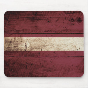 Alfombrilla De Ratón Bandera de Letonia en grano de madera vieja