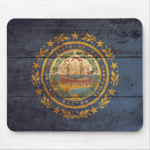 Alfombrilla De Ratón Bandera de New Hampshire de madera antigua;