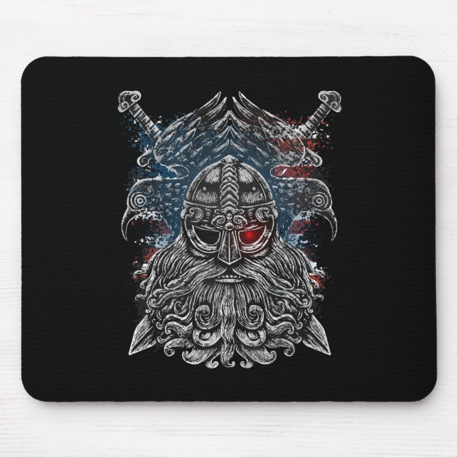 Alfombrilla De Ratón Bandera de Odin ravens y espadas Viking Mythology  (Frente)