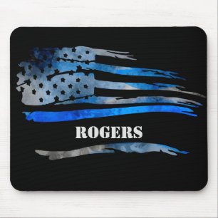 Alfombrilla De Ratón Bandera de oficial gris azul Mousepad