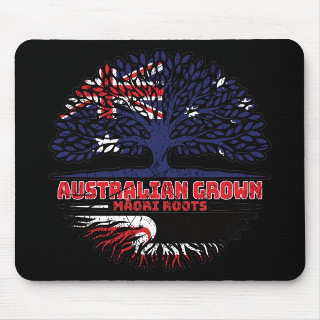 Alfombrilla De Ratón Bandera de raíces de árboles australianos maoríes (Frente)