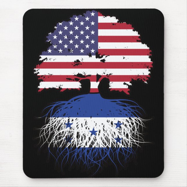 Alfombrilla De Ratón Bandera de raíces hondureñas norteamericanas en Es (Frente)