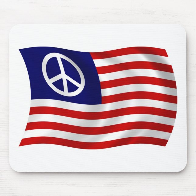 Alfombrilla De Ratón Bandera de Signos de Paz de EEUU Mousepad (Frente)
