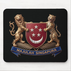 Alfombrilla De Ratón bandera de singapur símbolo emblema escudo de arma