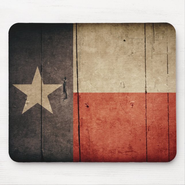 Alfombrilla De Ratón Bandera de Texas Rugged Wood (Frente)
