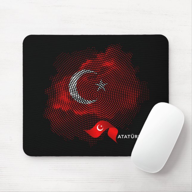 Alfombrilla De Ratón Bandera de Turquía (Con ratón)