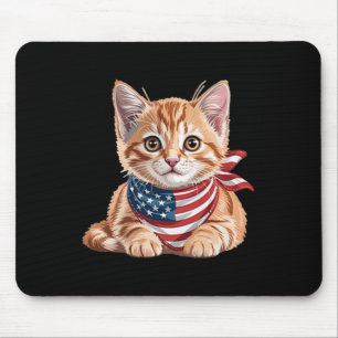 Alfombrilla De Ratón Bandera de verano de gato lindo Día de conmemoraci