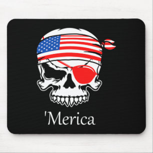 Alfombrilla De Ratón Bandera del Cráneo Pirata 4 de julio Día de la Ind