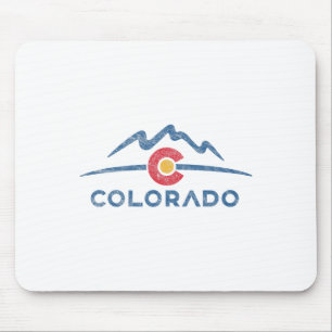 Alfombrilla De Ratón Bandera del estado Colorado Montañas Rocosas Esquí