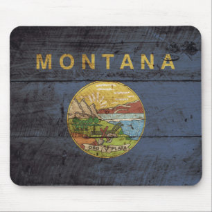 Alfombrilla De Ratón Bandera del estado de Montana en grano de madera