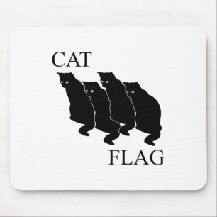 Alfombrilla De Ratón Bandera del gato Bandera divertida negra